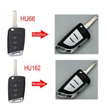 Modified 2/3 Buttons Flip Metal Side Cover Case Fob Car Key Shell for VW MQB Golf 7 MK7 Skoda Seat HU66 OR HU162 Blade
