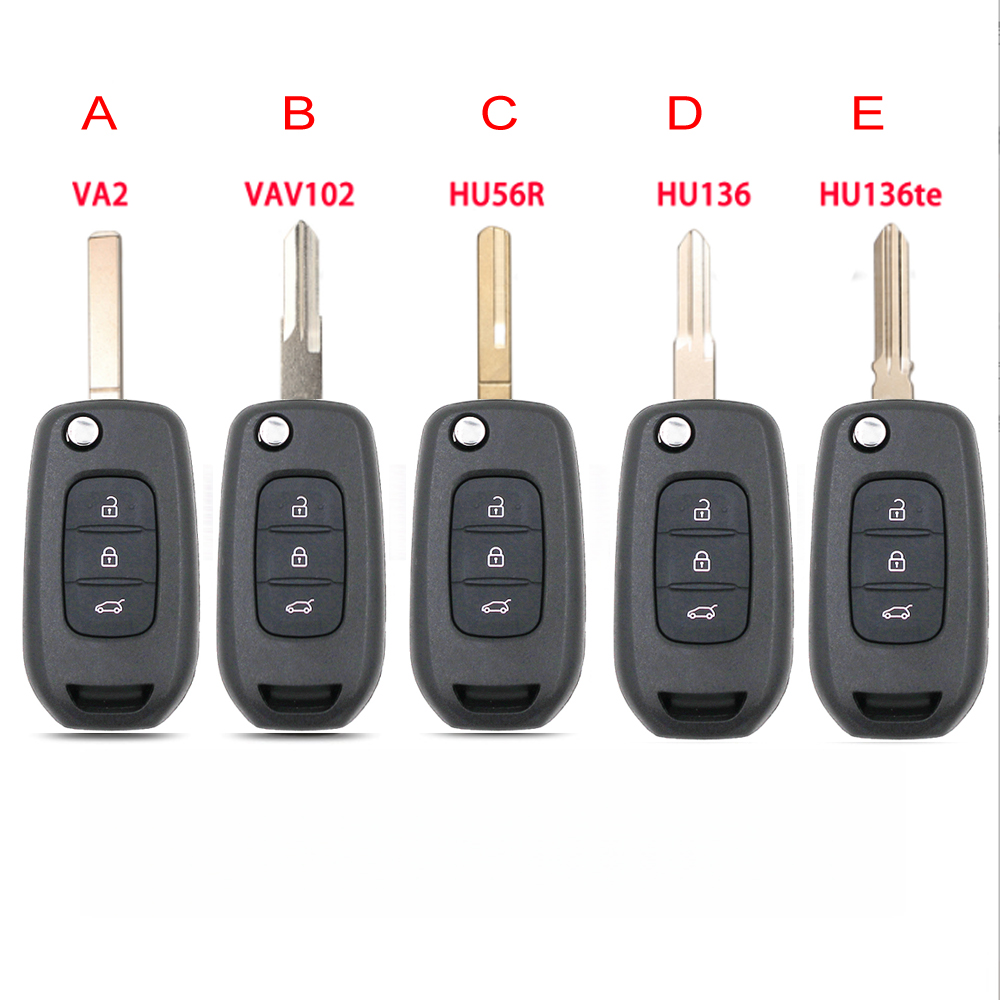Flip Remote Key Shell Case Fob 3 Buttons for Renault Koleos Kadjar