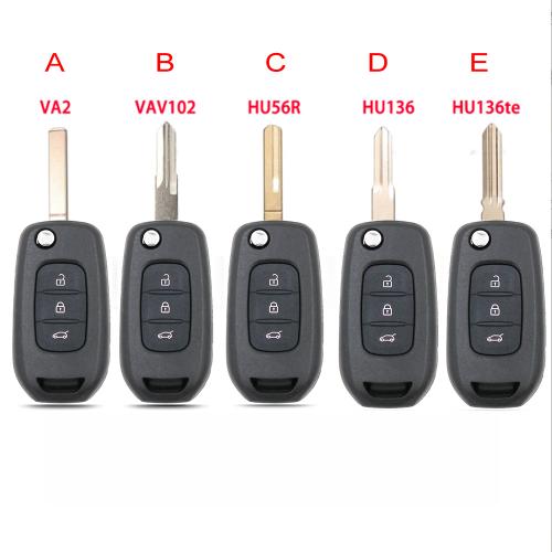 Flip Remote Key Shell Case Fob 3 Buttons for Renault Koleos Kadjar