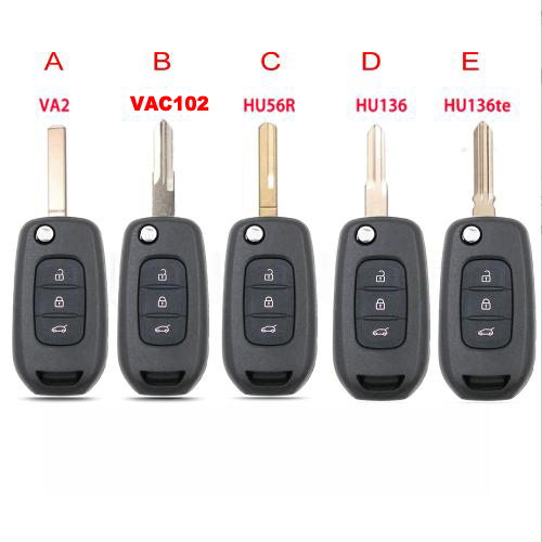 Flip Remote Key Shell Case Fob 3 Buttons for Renault Koleos Kadjar Original Size inside