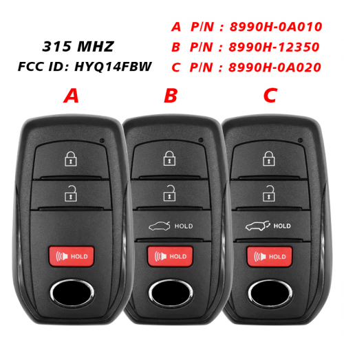 8990H-0A010,8990H-12350,8990H-0A020 ,HYQ14FBW 3/4 Button 314.3MHz Smart Remote Key Fob for Toyota Corolla Cross 2022 2023