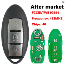 3 Buttons Smart Key Fob 434MHZ 46 Chip HITAG2 PCF7952 FCC TWB1G694 For MICRA Juke Cube Leaf